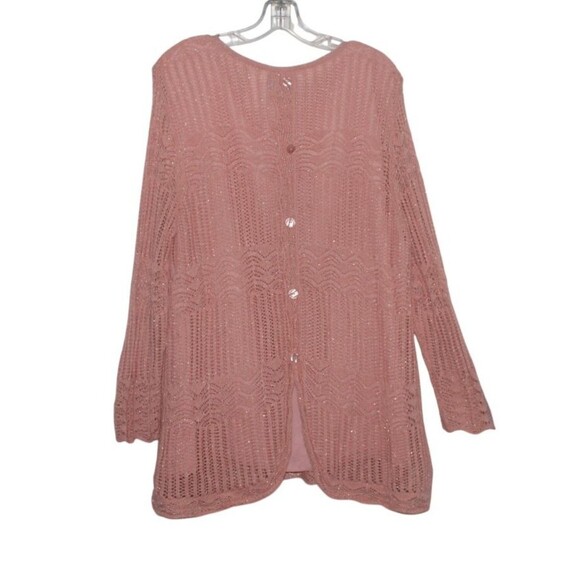 Alfred Dunner Lined Open Knit Long Sleeve Tunic Sweater Pink Size XL - Picture 5 of 9